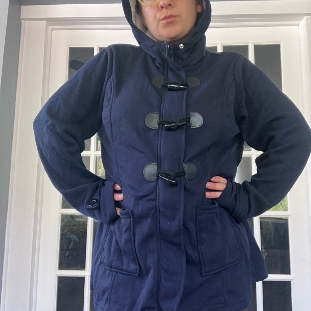 Blue Utility Jacket with Hood and Relaxed Fit